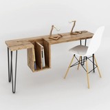 LOFT美式乡村北欧复古铁艺电脑桌实木书桌原木工作台会议桌办公桌