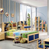 全实木儿童床小孩单人松木男孩女孩家具套房组合1.2米1.5书桌衣柜