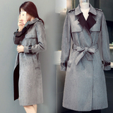 2015秋装新款 韩版女士加厚中长款修身显瘦鹿皮绒风衣女外套潮