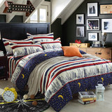 家纺四件套床品卡通条纹被套床单床上用品春秋冬三1.5米1.8m包邮
