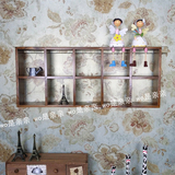 复古墙面格子整理架实木置物架壁挂收纳柜创意木质装饰品展示架
