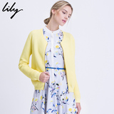 Lily2016春新款女装显瘦通勤圆领长袖拉链式短外套115110F3232