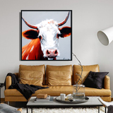 北欧现代简约动物牛装饰画美式纯手绘客厅玄关挂画走廊卧室墙壁画