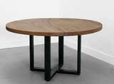 美式实木家具复古铁艺圆形餐桌做旧大班桌会议桌创意写字台主管桌
