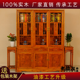 中式实木书柜自由组合 明清仿古家具榆木玻璃书架展示柜书橱组合