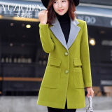 修身女2015新款羊毛呢子大衣女装秋冬款显瘦呢韩版中长款毛呢外套