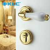 【德国KLC】欧式室内金色房门门锁 卧室分体门锁陶瓷把手 白蔷薇