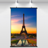 巴黎黄昏黎明城市风景画埃菲尔铁塔高清布画装饰画海报挂画壁画