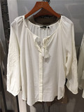 米柒西班牙代购 Massimo Dutti 16年女装刺绣系带领口衬衫5126596