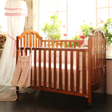贝乐堡欧式新生儿婴儿床实木带滚轮多功能游戏床无味环保外贸童床