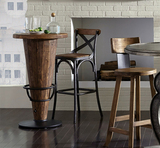 美式铁艺实木高脚椅复古酒吧桌椅 咖啡厅餐厅吧台前台椅吧凳高凳