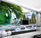 新品江山多娇中式山水风景画电视背景墙壁画客厅沙发迎客松装饰画