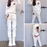 韩版2015冬新款休闲运动套装女加绒加厚大码长裤时尚卫衣两件套潮