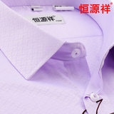 恒源祥男士短袖衬衫夏季薄款莫代尔棉商务休闲正装淡紫色男士衬衣