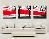 现代 客厅装饰画欧式无框画壁画 喷绘树木挂画沙发背景墙画三联画