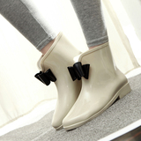 女士秋冬季潮流新款短筒保暖水鞋雨鞋防水雨靴胶鞋女套鞋韩国时尚