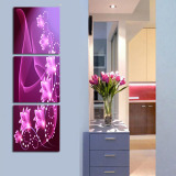 高雅紫色 花卉时尚浪漫挂画 客厅走廊玄关竖式装饰画三联画无框画