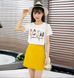 2016年夏季新款韩版女装两件套装连衣裙宽松短袖T恤+半身短裙子
