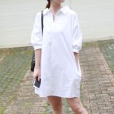 KITTYBOOTS韩版宽松公主灯笼袖中袖长款白衬衫衬衣裙显瘦