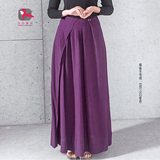 卡玛旎亚2015穆斯林半身长裙齐地棉麻时尚宽松裙纯色回族女装