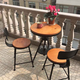 咖啡桌椅户外欧式休闲阳台小圆桌茶几酒吧实木餐桌椅庭院组合三件