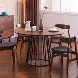 吉特家具 圆形餐桌椅组合小户型 北欧风格餐台简约 铁艺喷砂原木?