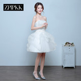 高端定制品牌ZPLPKK 新款抹胸短款无袖蓬蓬裙伴娘气质宴会女礼服