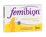 德国孕妇叶酸及维生素 Femibion 1段 30粒 孕前-孕12周 (含碘)