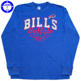 正品NFL布法罗比尔Buffalo Bills做旧印花+绣标男士天丝棉长袖T恤