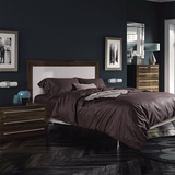 蔚澜高端欧美风咖啡色纯棉美式床上用品北欧宜家风格简约净色床单