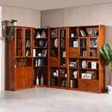 尚上唯品 实木 书柜 书架 实木家具 中式带门书房组合书柜全实木