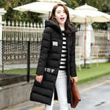 棉衣女中长款修身加厚2015韩版冬装新款学生大码连帽过膝棉服外套