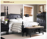美式全实木双人床高柱子床黑色白色大床简约欧式风格卧室上海定制