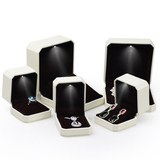 凡西高档LED发光求婚戒指盒PU皮创意八角耳钉钻戒项链首饰盒