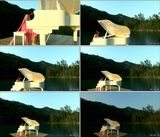 湖上弹钢琴的美女/中国高清实拍视频素材