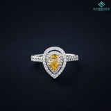 宝石矿工 18k白金奢华黄色钻石戒指 47分黄钻 浓彩黄水滴型钻戒
