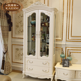 欧式新古典橡木双门酒柜客厅现代简约红酒柜玻璃展示柜雕花储物柜
