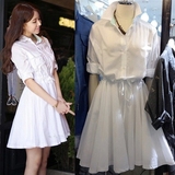 韩国欧时力代购公司ocnltiy秋季女装修身显瘦长袖中长款连衣裙潮