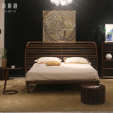 新顺越北欧实木床简约现代单人床胡桃木18米床时尚大型卧室双人床