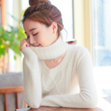 韩国代购2015冬季新品减龄显瘦中长款宽松套头半高领针织衫毛衣女