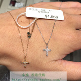 现货 香港代购 周生生专柜正品 18K金 白色玫瑰金十字架 钻石项链