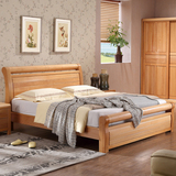 百纯家具 全实木床 榉木床 1.5 1.8米双人床单人床高箱床储物大床