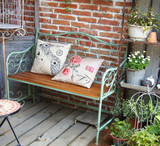 园艺装饰 花园桌椅 花架 铁艺双人椅 户外桌椅 旧绿铁木双人椅