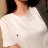 特价 FANLE高端定制韩国2016短袖t恤笑脸宽松大码纯色纯棉白T