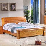 高端新款现代中式床全实木床纯榆木床双人床婚床1.8米高箱储物床