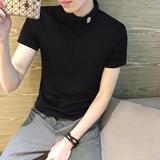 香港代购夏季保罗衫韩版男短袖T恤潮英伦修身微领半袖纯色POLO衫