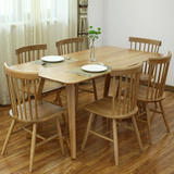 胡桃木色简约实木餐桌椅组合日式创意宜家白橡木圆角餐桌极美家具
