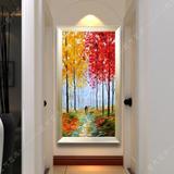 玄关装饰画竖版走廊过道客厅挂画抽象油画3d立体画风景画单幅壁画