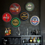 复古铁艺壁饰创意啤酒瓶盖酒吧咖啡厅墙上软装饰品墙饰铁皮画挂件