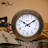美时12寸欧式现代挂钟客厅复古美式石英钟表创意时尚圆形挂表